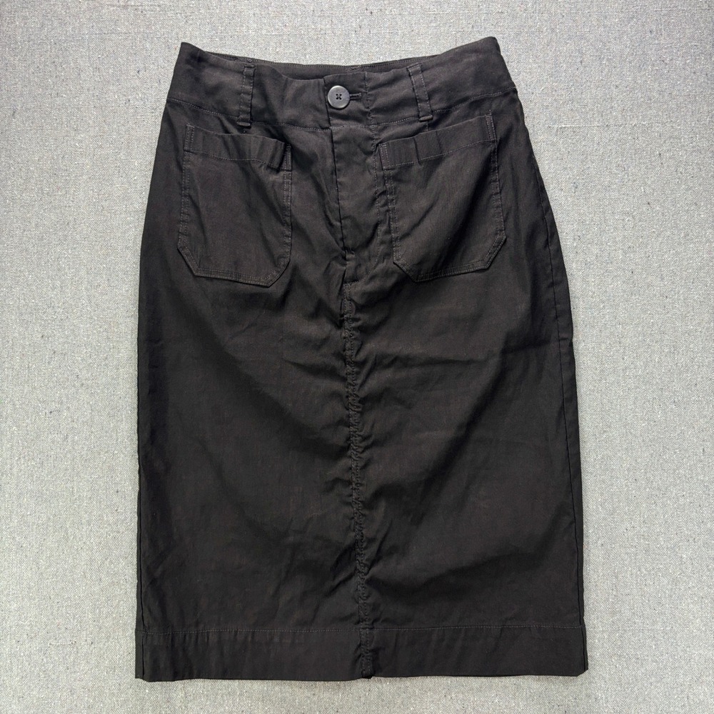 Maeve Anthropologie Black Linen Cargo Pencil Skirt S Minimalist Utility